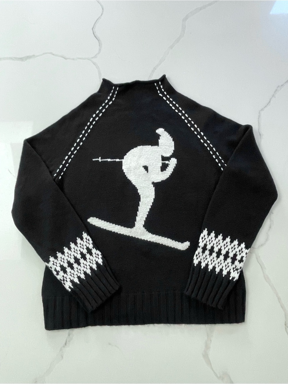 Vintage 1990s Liz Clairborne Black Knit Ski Sweater